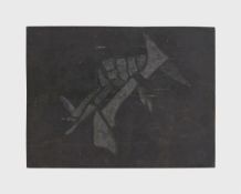 Hermann Glöckner. Figuration von Glasscherben auf schwarzem Grund. 1957