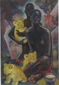 Marie-Louise Mammen. Paar mit Löwenbabys. Um 1928
