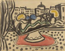 Werner Heldt. „Blick aus dem Fenster mit Fruchtkorb". 1951
